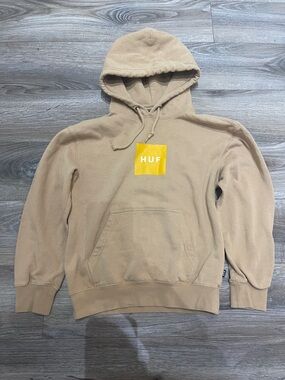 $10 w/ min $20 spend HUF Youth Medium Tan Logo Hoodie Streetwear